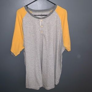 Short Sleeve Henley, Grey & Yellow 3X